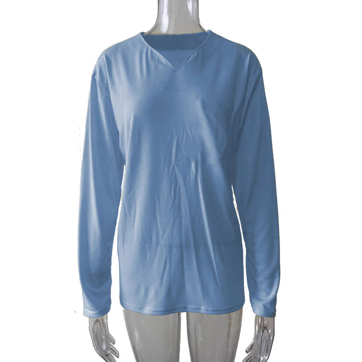 Women nan legeres Long-sleeve shirt with V-notch neckline, chest pocket, and relaxed oversized fit Mune Fashion