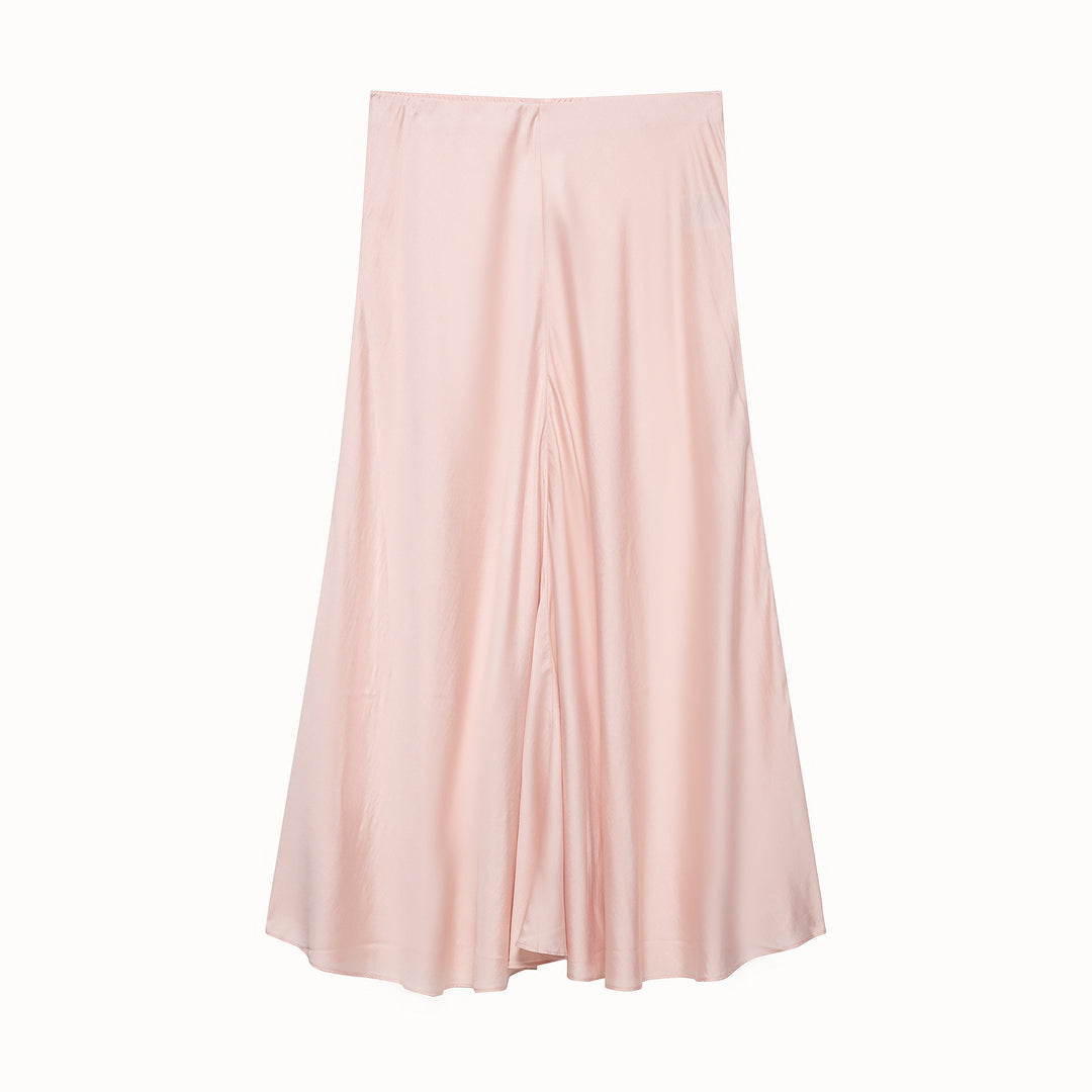 Women's satin midi skirt with high comfort waistband and flared A-line silhouette Mune Fashion