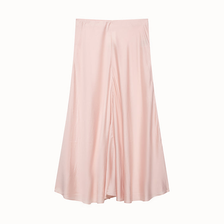 Women's satin midi skirt with high comfort waistband and flared A-line silhouette Mune Fashion
