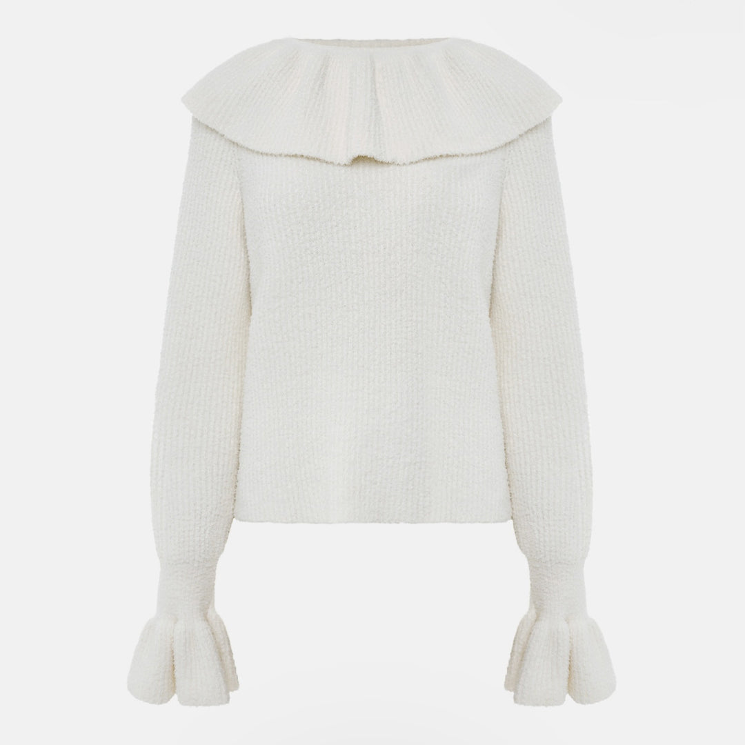 Women's turtleneck pullover with wide roll collar and ruffle sleeves Mune Fashion