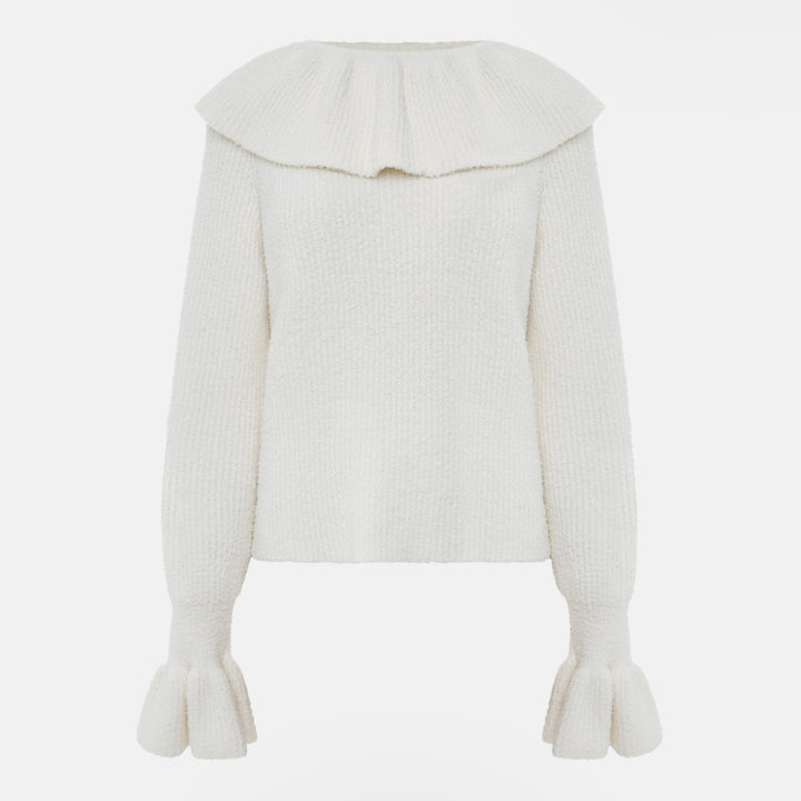 Women's turtleneck pullover with wide roll collar and ruffle sleeves Mune Fashion