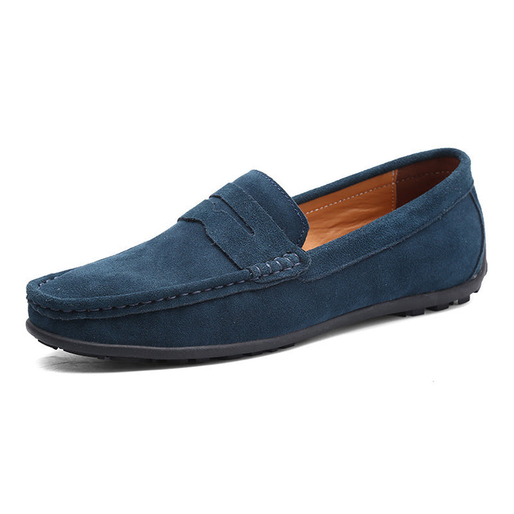 Men's elegant suede loafers with hand-stitched moccasin seam and non-slip rubber tread sole Mune Fashion