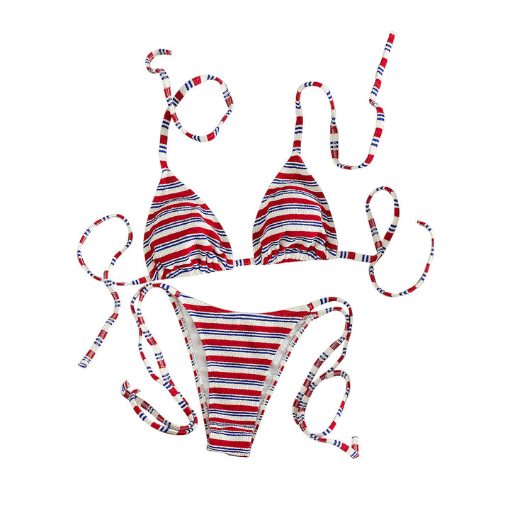Women's Triangle Bikini with playful striped pattern Mune Fashion