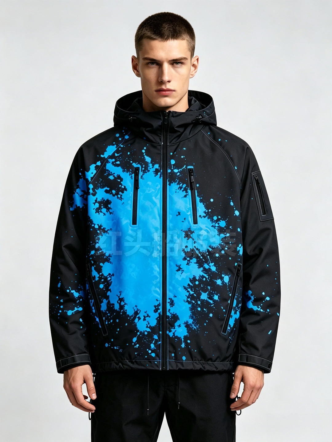 Men's sporty jacket with high functionality and colorful print