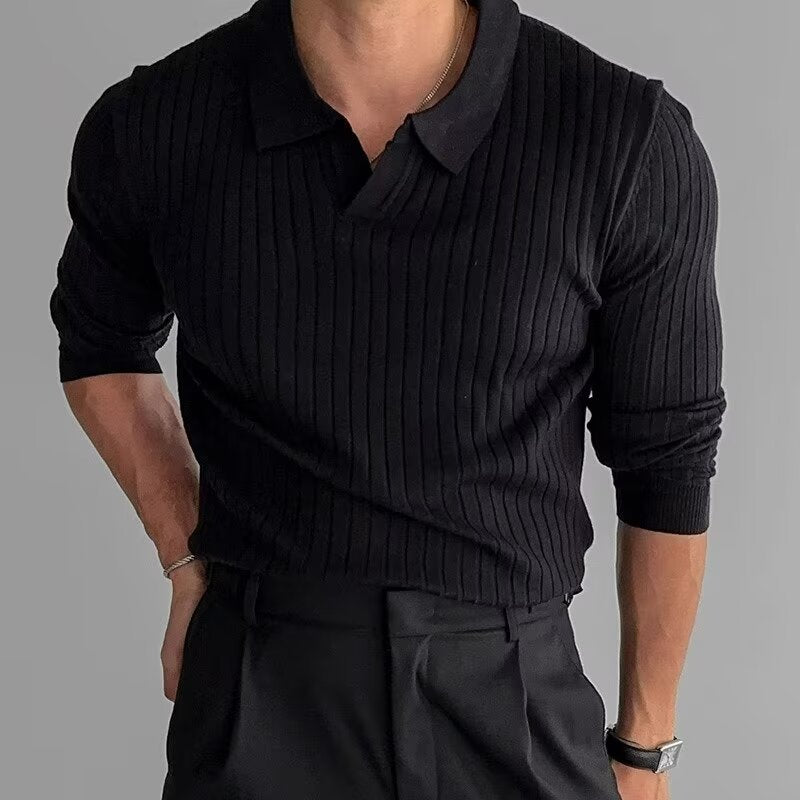 Men's Elegant Knit Polo with Textured Design Mune Fashion