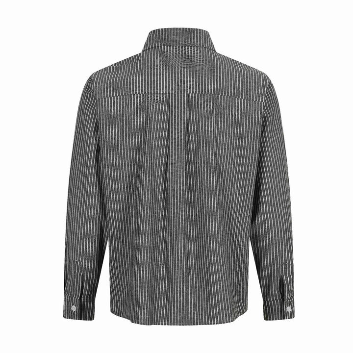 Men's Striped Cotton Shirt with Artistic Embroidery and Kent Collar Mune Fashion