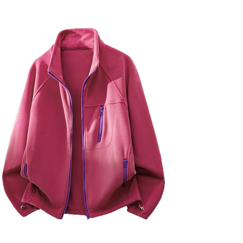 Unisex Lightweight Fleece Jacket with Stand-Up Collar, Raglan Sleeves and Multiple Zip Pockets Mune Fashion