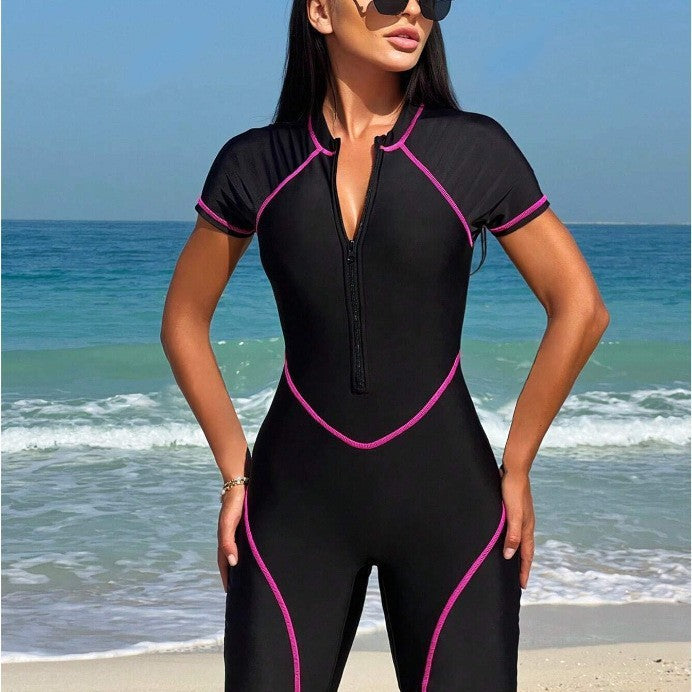 Ladies Neoprene suit with short shorts and technical zipper Mune Fashion