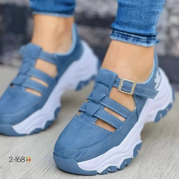 Women's Platform Sneaker with Strap Closure and Padded Comfort Sole Mune Fashion