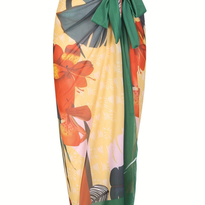 Women One-Piece Swimsuit with Elegant Wrap Skirt Mune Fashion