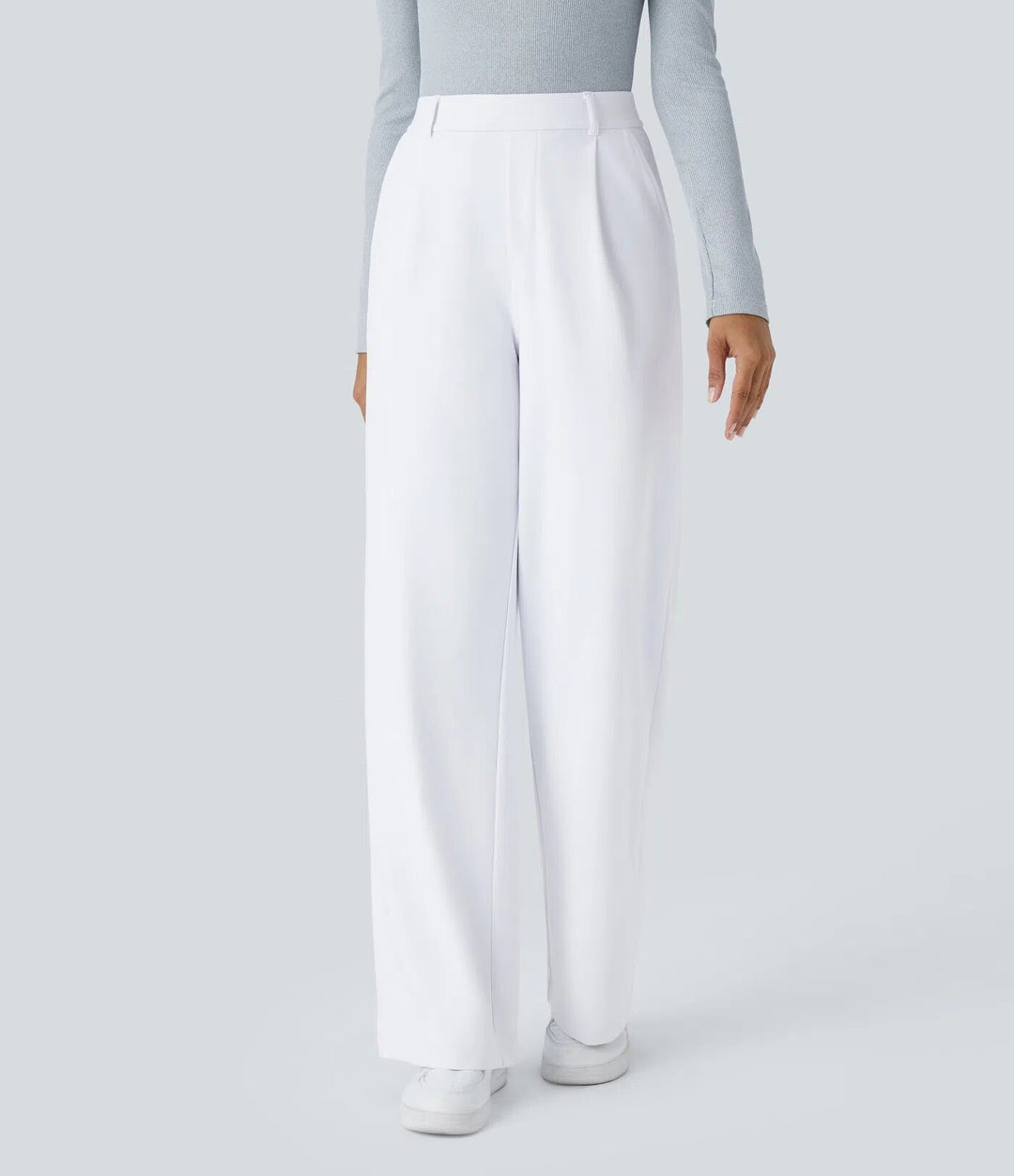 Women's Wide High-Waist Palazzo Pants with Pleats and Side Pockets Mune Fashion