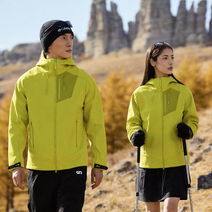 Unisex Softshell Outdoor Jacket with Hood, windproof and elastic Mune Fashion