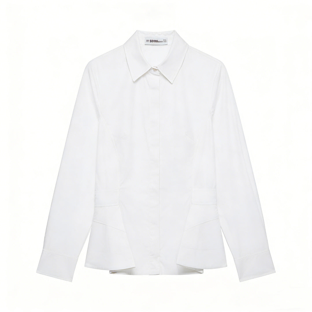 Women's Tailored Shirt Blazer with Concealed Button Placket, Side Pockets and Slim Silhouette Mune Fashion