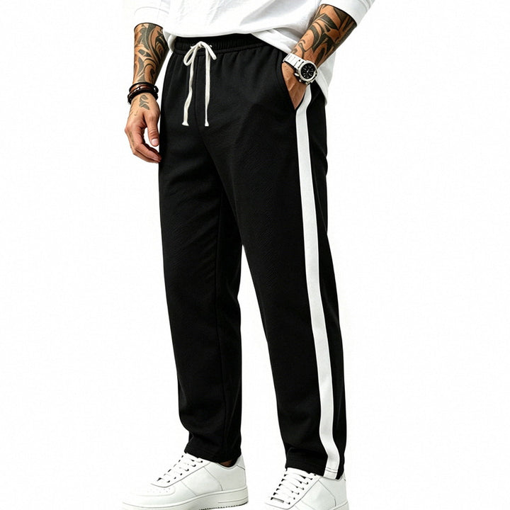 Men's Athletic Track Pants with Straight Leg, Side Contrast Band and Elastic Drawstring Mune Fashion