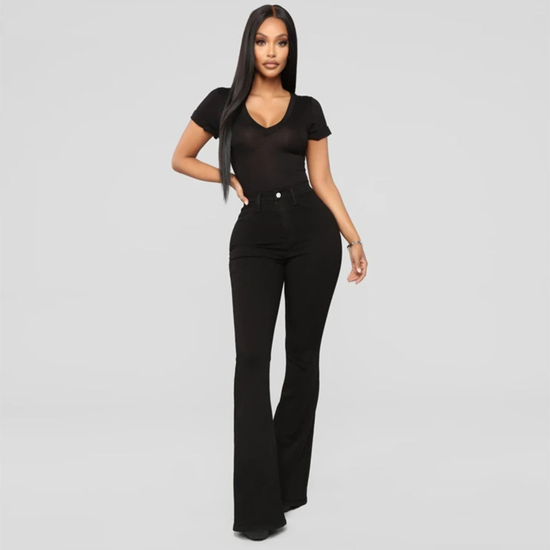 Women's High-Waisted Flared Jeans made from Stretch Denim with a Waist-Shaping Cut Mune Fashion