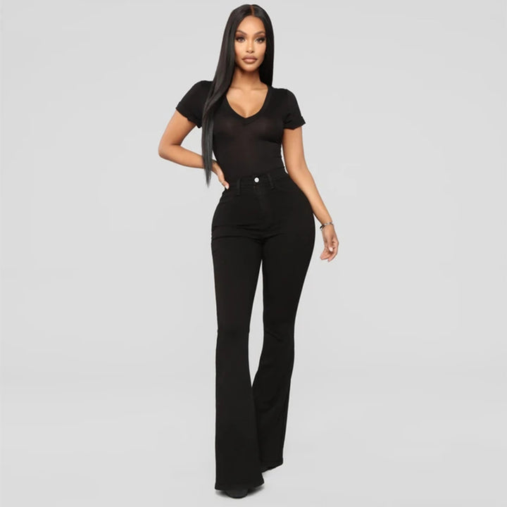 Women's High-Waisted Flared Jeans made from Stretch Denim with a Waist-Shaping Cut Mune Fashion