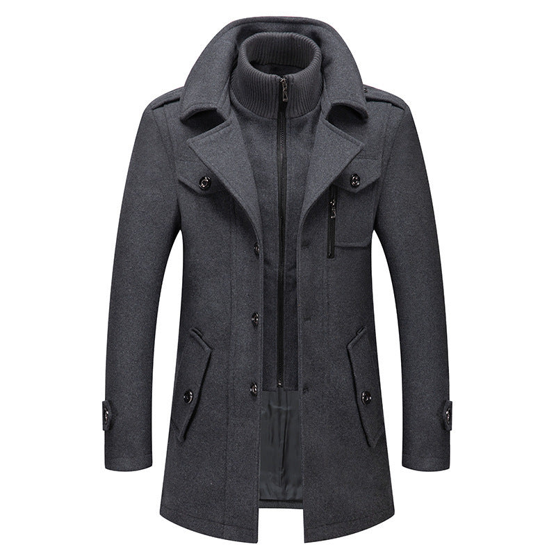 Men's coat with removable knitted inner jacket and lapel collar Mune Fashion