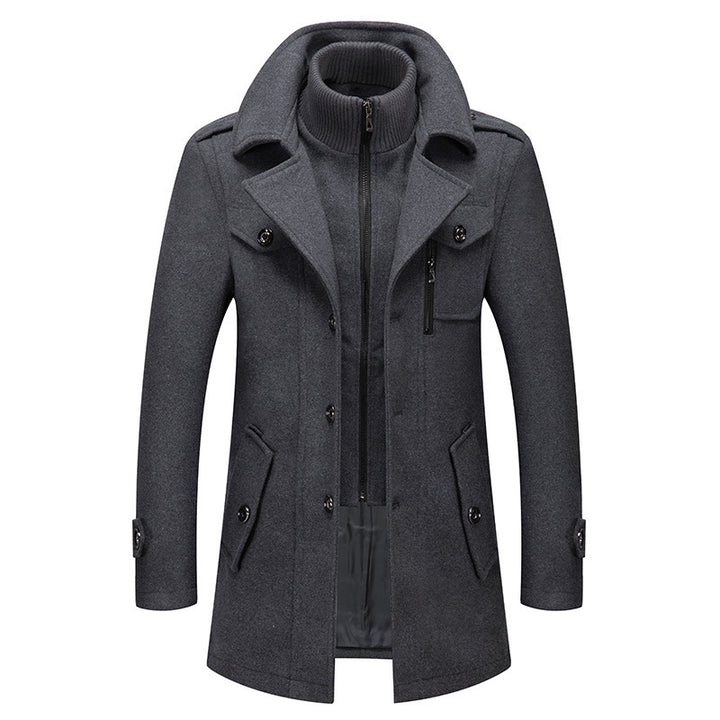 Men's coat with removable knitted inner jacket and lapel collar Mune Fashion