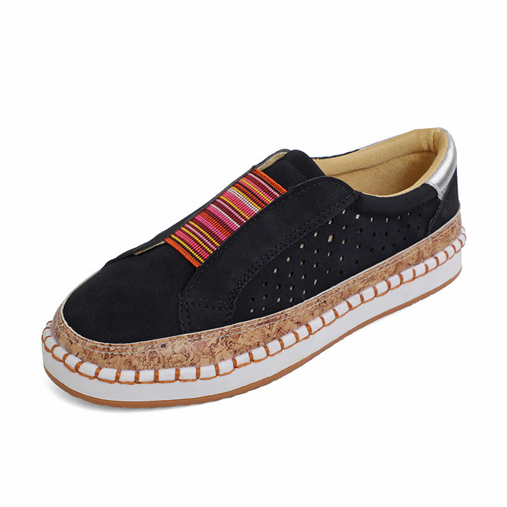Women's lightweight slip-on sneakers with cork rim and perforated upper material Mune Fashion