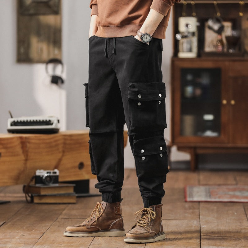 Men's cargo pants with multifunctional flap pockets and elastic hem Mune Fashion