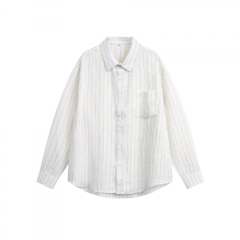 Unisex Oversized Lightweight Long Sleeve Shirt made of Cotton Blend with Chest Pocket Mune Fashion