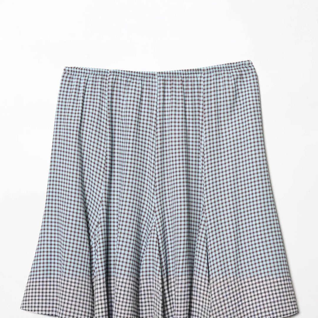 Women’s flared midi skirt with Vichy check and elastic waistband Mune Fashion