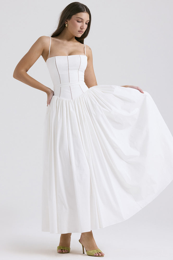 Ladies nan fitted maxi dress with corset top and fine spaghetti straps Mune Fashion