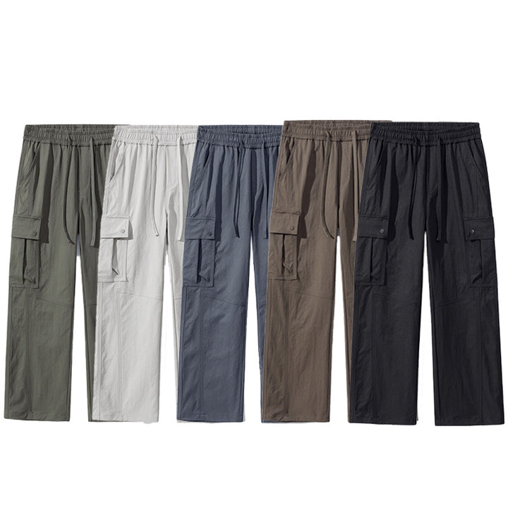 Men's Oversized Cargo Pants in Utility Style with Drawstring Waistband and Large Flap Pockets Mune Fashion