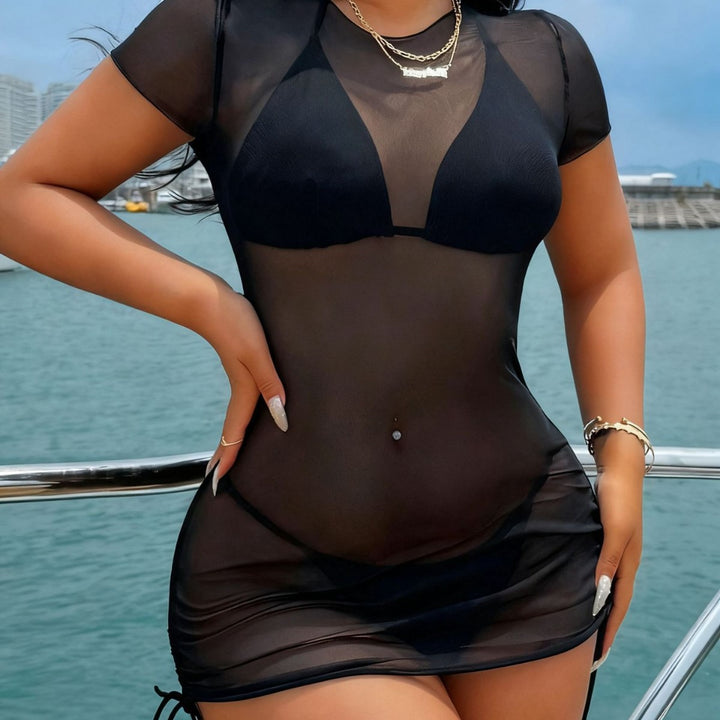 Women's beach dress with transparent top and adjustable drawstring Mune Fashion