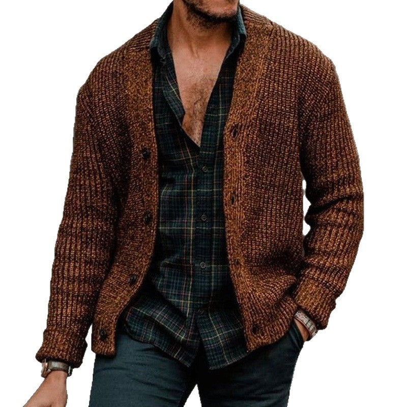 Men's chunky knit cardigan with button placket and distinctive ribbed texture Mune Fashion