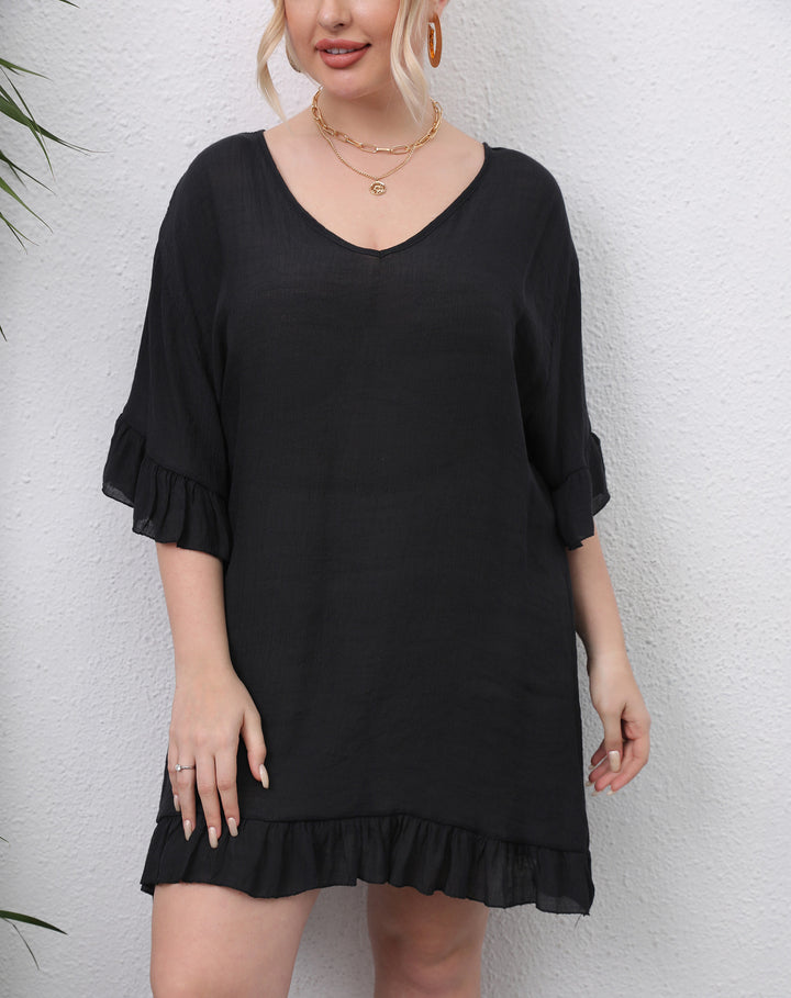 Women lightweight beach dress with voluminous ruffles Mune Fashion