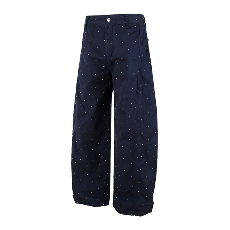 Women's High-Waist Palazzo Pants in Culotte Style with Wide Leg and Subtle Dot Pattern Mune Fashion