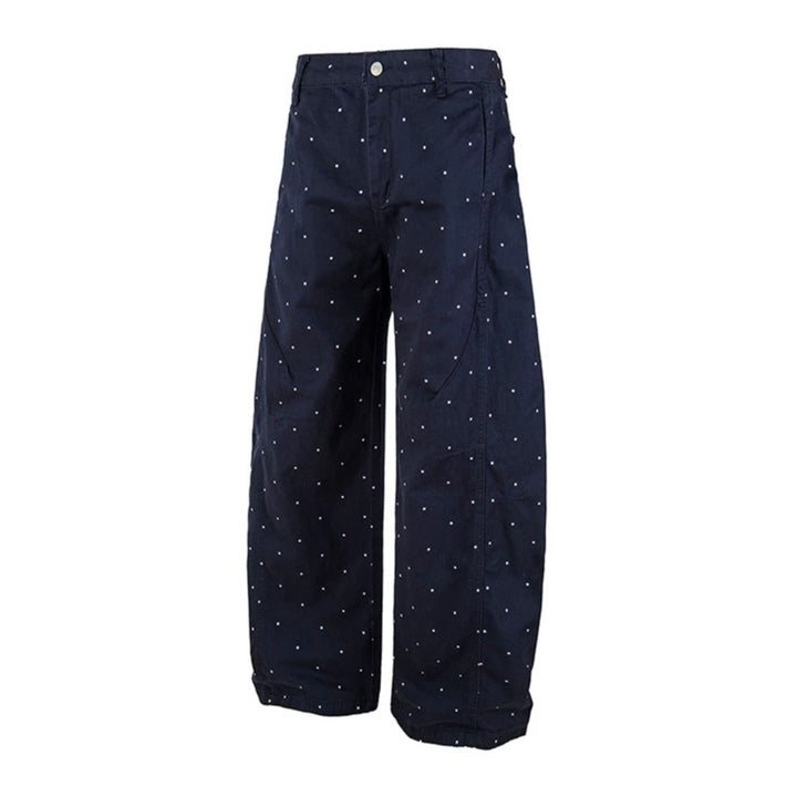 Women's High-Waist Palazzo Pants in Culotte Style with Wide Leg and Subtle Dot Pattern Mune Fashion