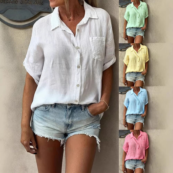 Ladies Summer Short Sleeve Blouse Mune Fashion
