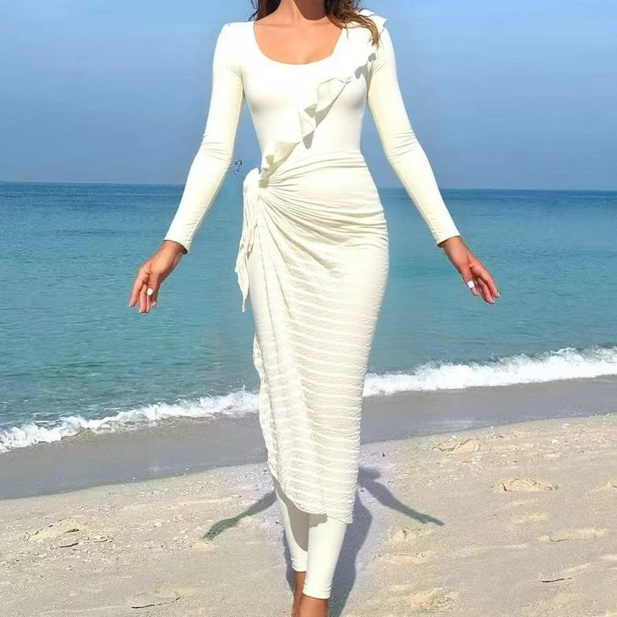 Ladies Elegant Summer Dress with Wrap Look Mune Fashion