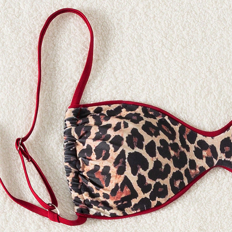 Women triangle bikini with playful leopard pattern and adjustable straps Mune Fashion