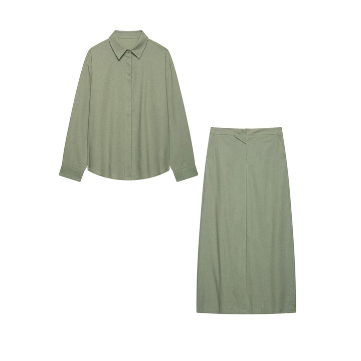 Women's Two-Piece Shirt and Midi Skirt Set in Relaxed Fit Mune Fashion