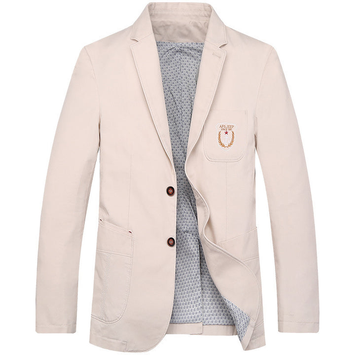 Men's cotton blazer in casual worker style with chest pocket and emblem Mune Fashion