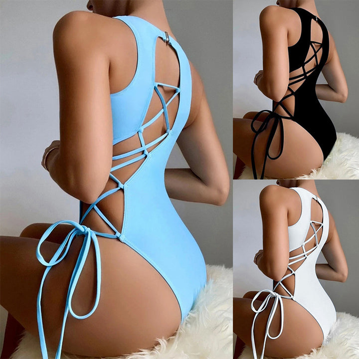 Women's one-piece swimsuit with modern cut-outs and side lacing details Mune Fashion