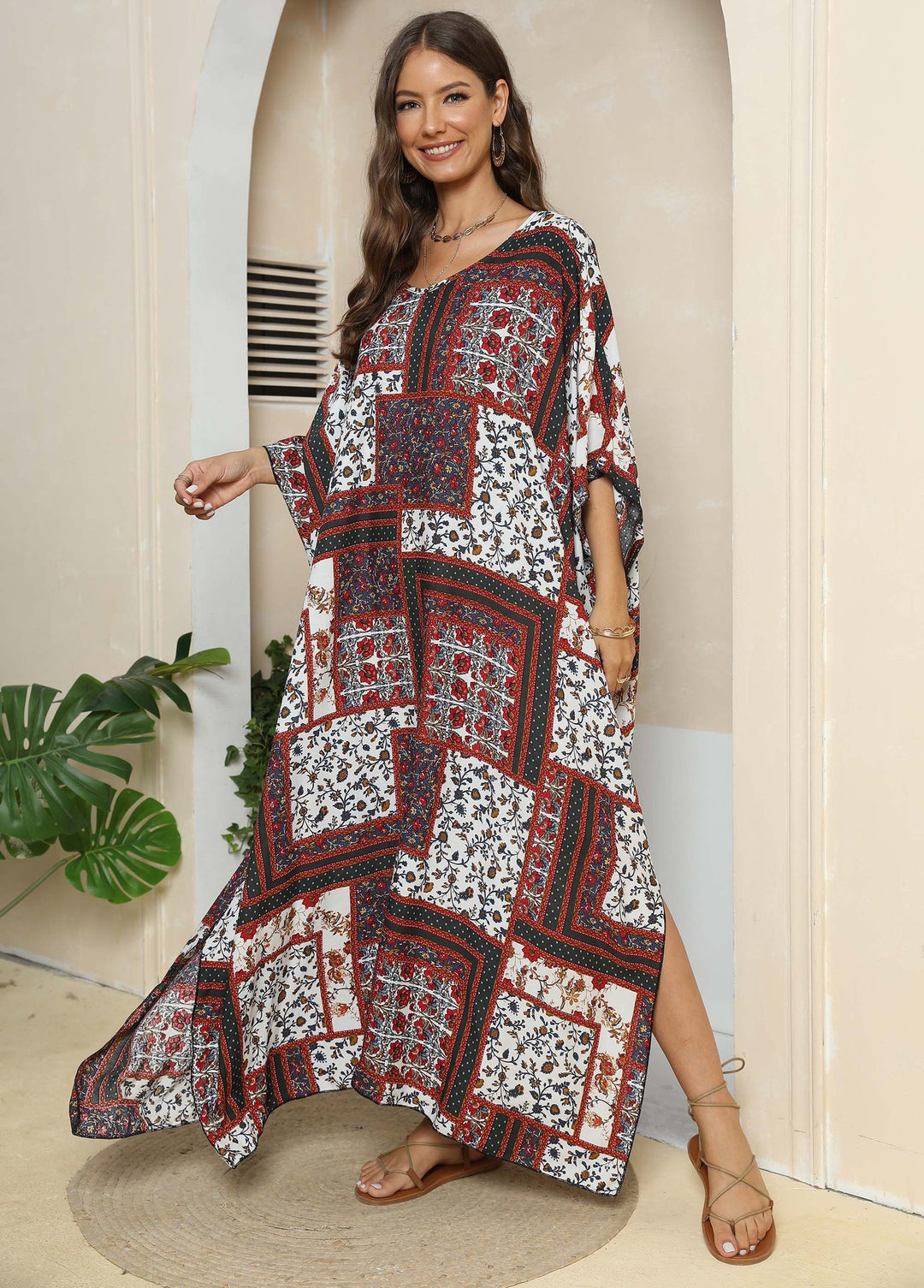 Women's Casual Maxi Dress in Patchwork Design Mune Fashion