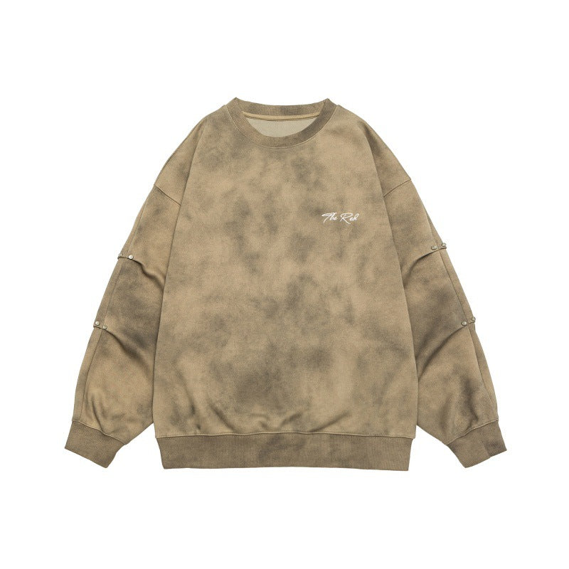 Unisex Oversize Sweatshirt with stonewash effect and sleeve snap buttons Mune Fashion