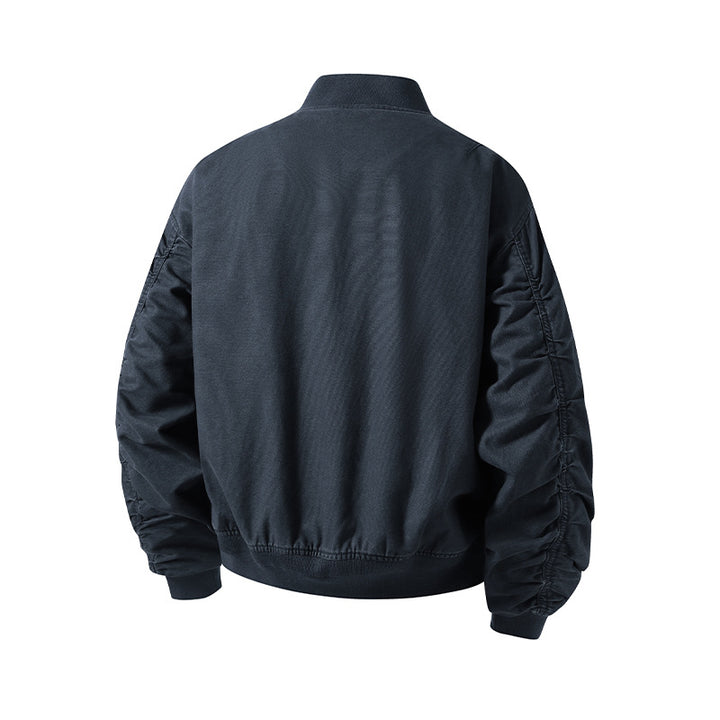 [Men] Oversized bomber jacket in utility look with arm pocket, ribbed cuffs & two-way zipper Mune Fashion