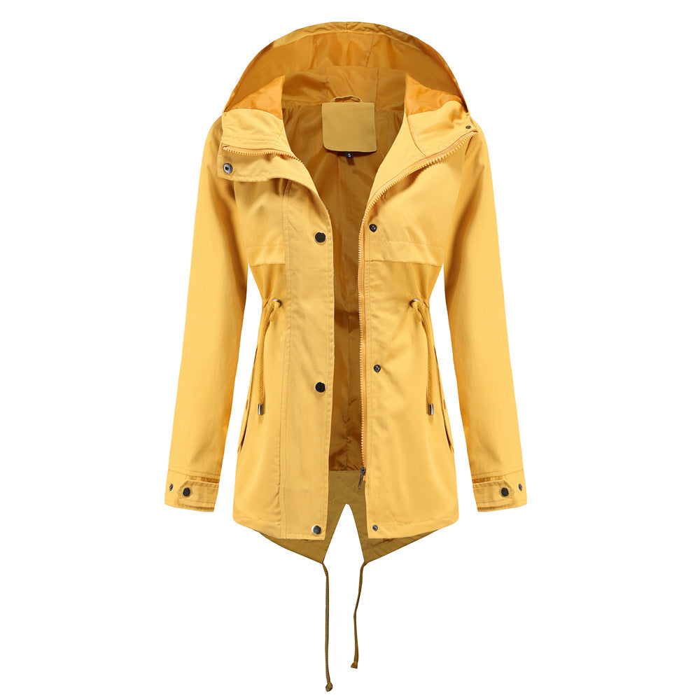Women's water-repellent parka with waist drawstring and asymmetric hem Mune Fashion