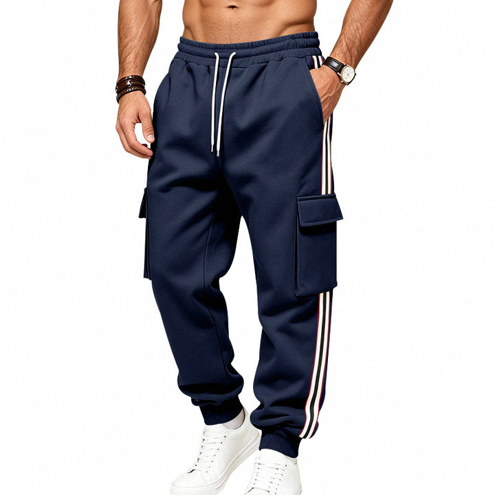 Men's cargo jogging pants with cargo pockets and side contrast stripes Mune Fashion