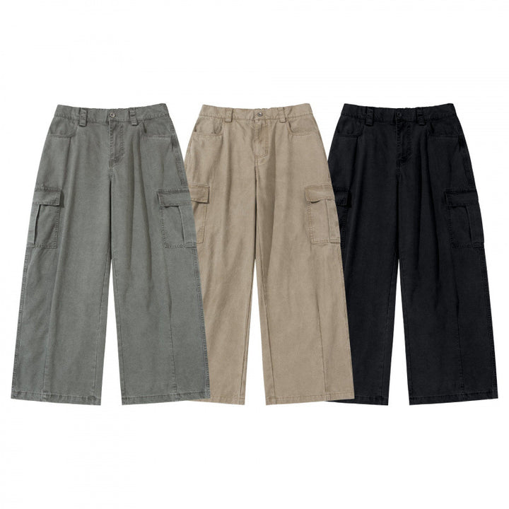 Women's Wide Cargo Culotte Pants made of Cotton Blend with Large Patch Pockets Mune Fashion