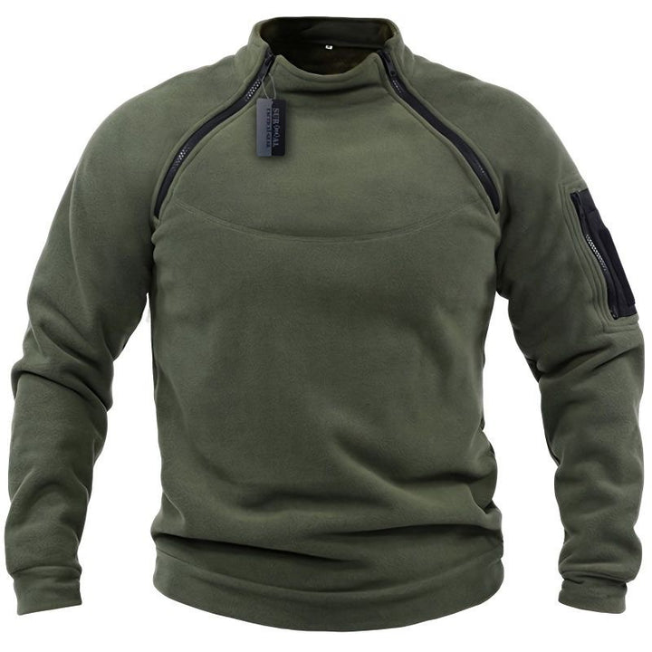 Men's functional fleece pullover with shoulder ventilation, high stand-up collar and arm pocket Mune Fashion