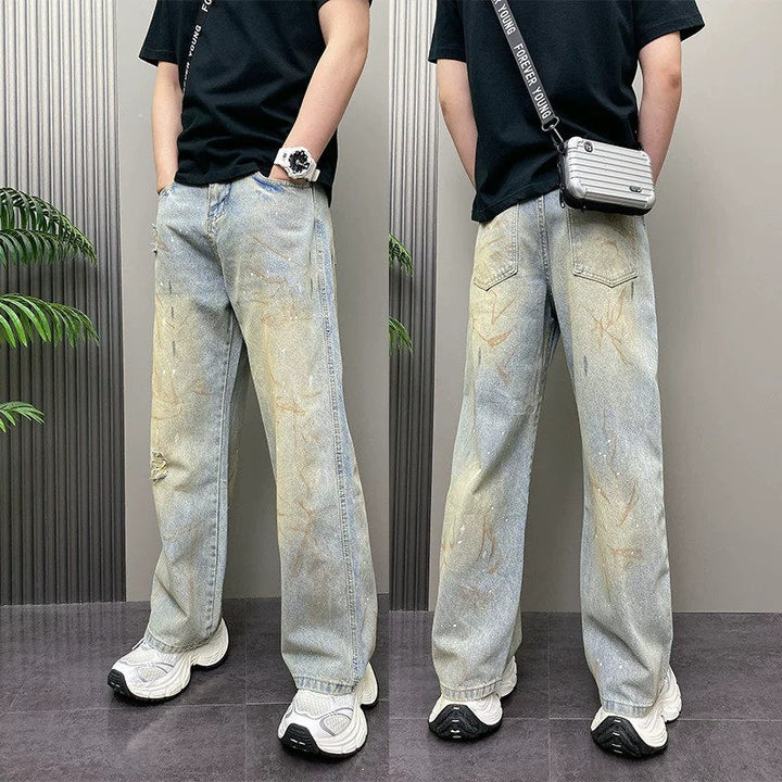 Men's Stylish Baggy Jeans with Creative Washes Mune Fashion