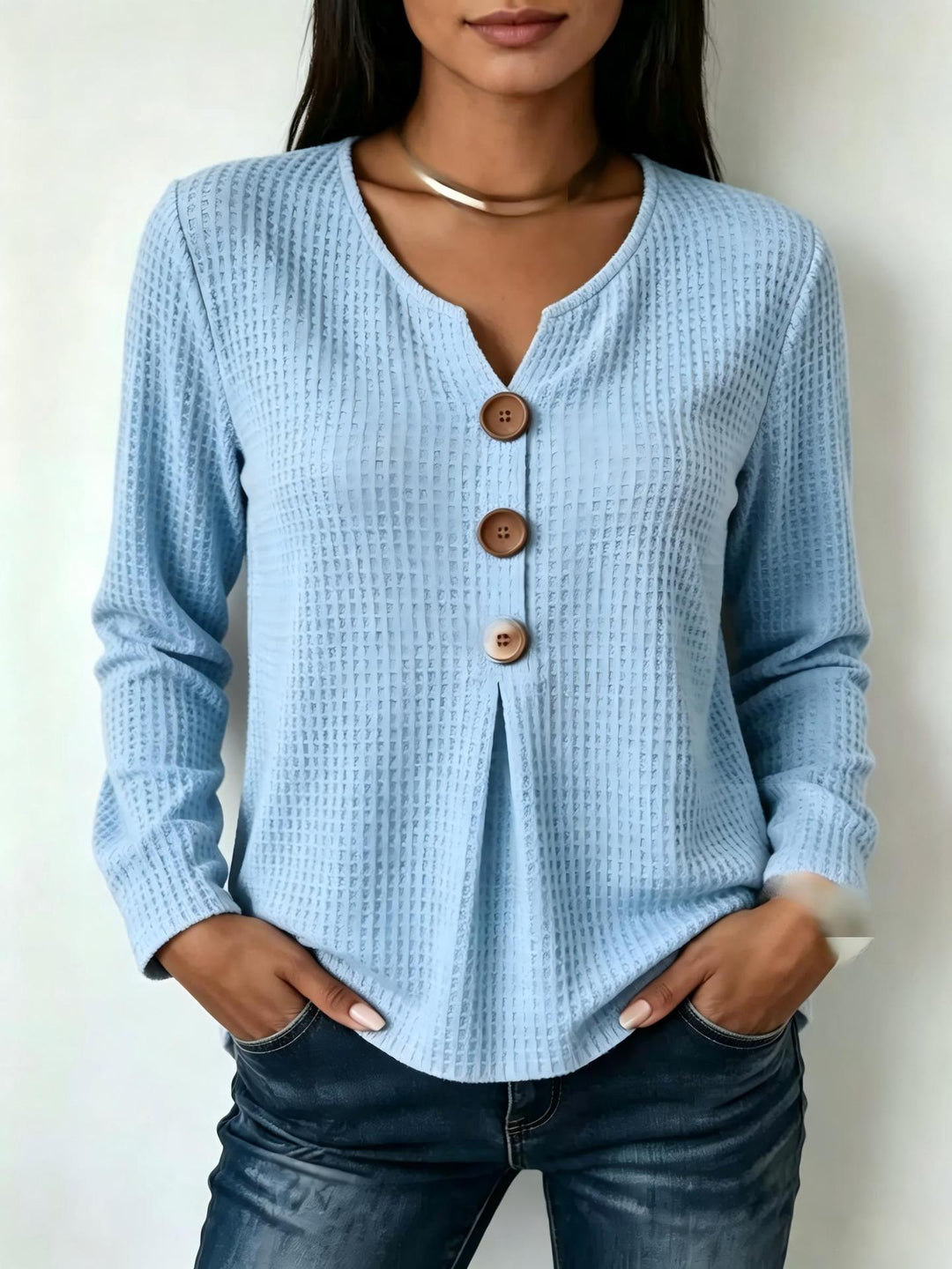 Women's Stylish Long Sleeve Shirt with Button Details Mune Fashion