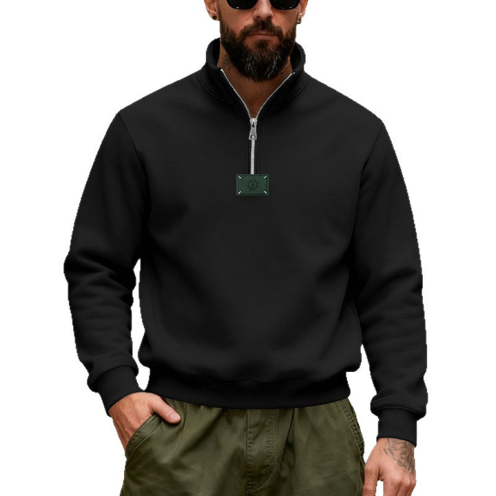 Men's high-collared quarter-zip sweatshirt made of heavy cotton fleece with stand-up collar Mune Fashion