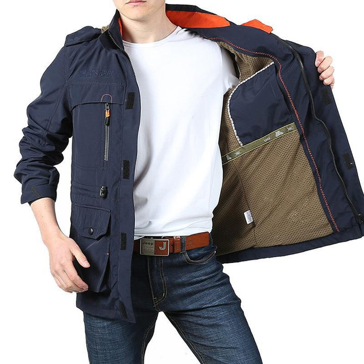 Men's field jacket in utility style with hood and multifunctional pockets Mune Fashion